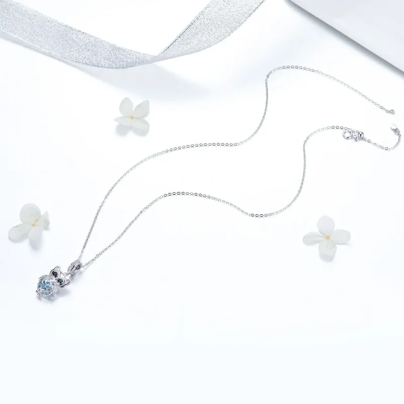 (slika za) Viseča srebrna večna sova v slogu Pandora - SCC1124 - Ogled 5