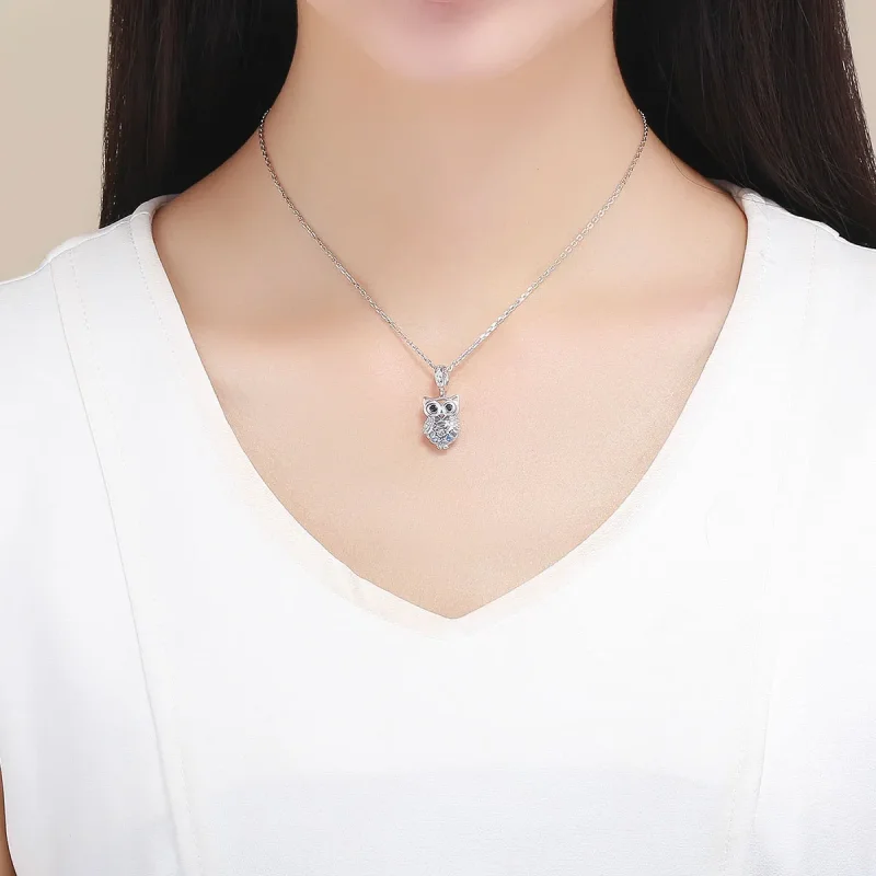 (slika za) Viseča srebrna večna sova v slogu Pandora - SCC1124 - Ogled 9