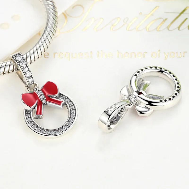 (slika za) Viseči srebrni božični venec v stilu Pandora - SCC077 - Ogled 2