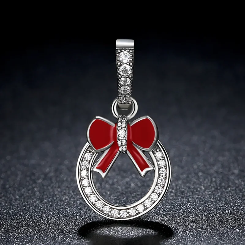 (slika za) Viseči srebrni božični venec v stilu Pandora - SCC077 - Ogled 5