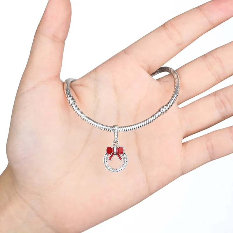 (slika za) Viseči srebrni božični venec v stilu Pandora - SCC077 - Ogled 6