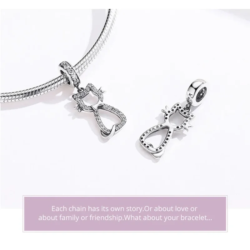 (slika za) Viseči srebrni ljubki mačji slog Pandora - SCC1162 - Ogled 4