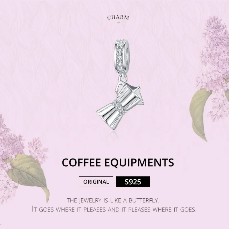 (slika za) Viseči srebrni lonček za kavo v stilu Pandora - SCC1287 - Ogled 2