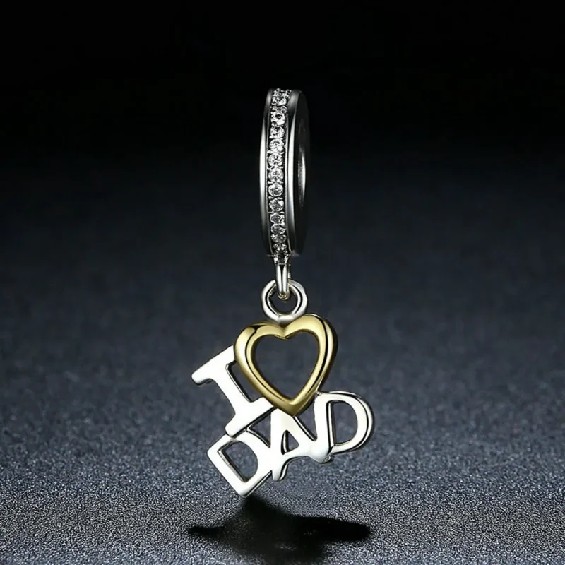 (slika za) Viseči viseči I Love Dad slog Pandora, srebrn in pozlačen - SCC052 - Ogled 5