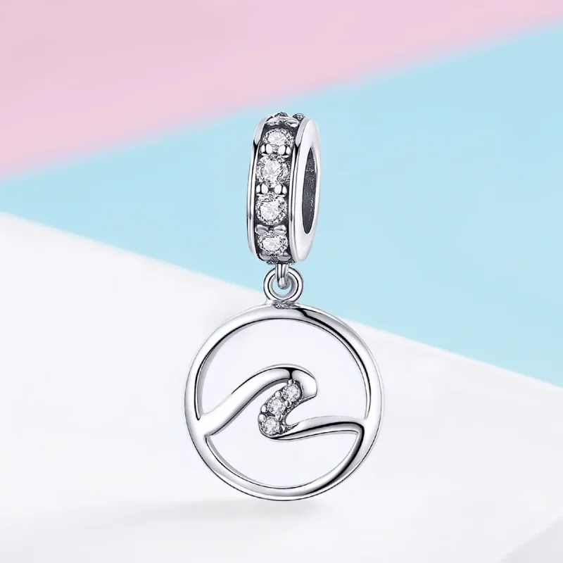 (slika za) Viseči viseči srebrni valovi v stilu Pandora - SCC1031 - Ogled 2