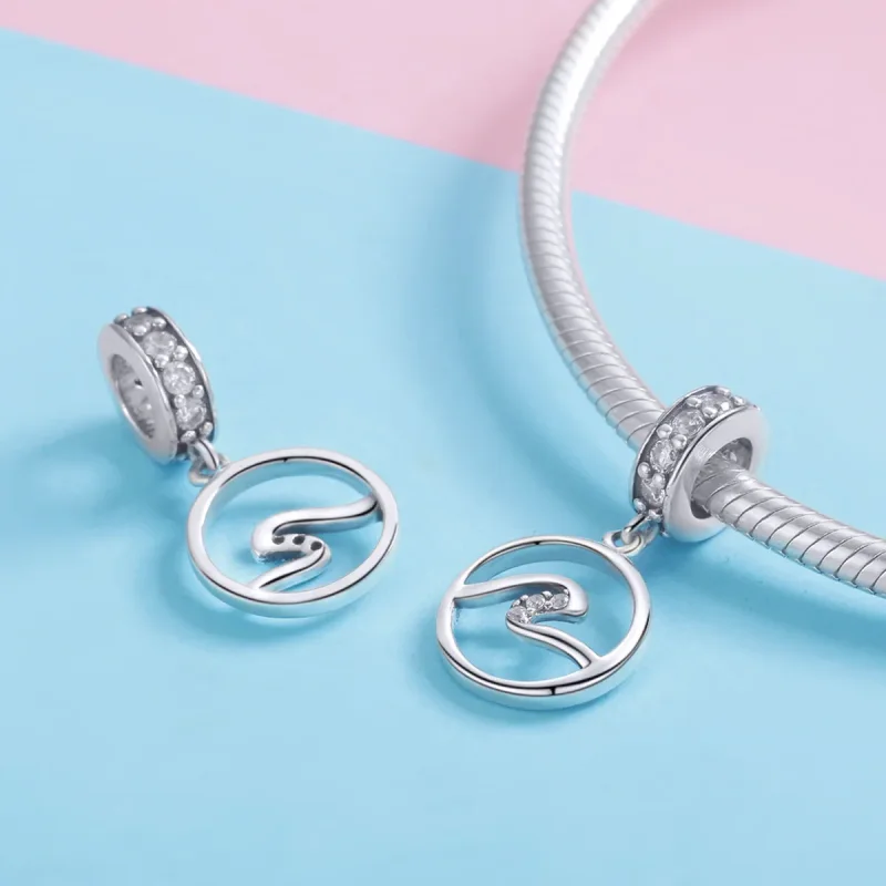 (slika za) Viseči viseči srebrni valovi v stilu Pandora - SCC1031 - Ogled 4