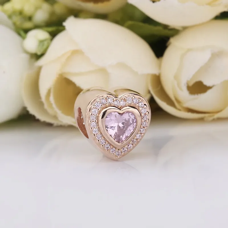 (slika za) Bleščeči ljubezenski obesek, PANDORA Rose™ in rožnati kristal - 787608NPM - Ogled 2