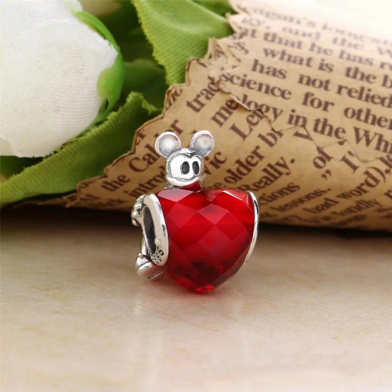 (slika za) Obesek PANDORA Disney, Mickey Love Heart Charm - 797168NFR - Ogled 2