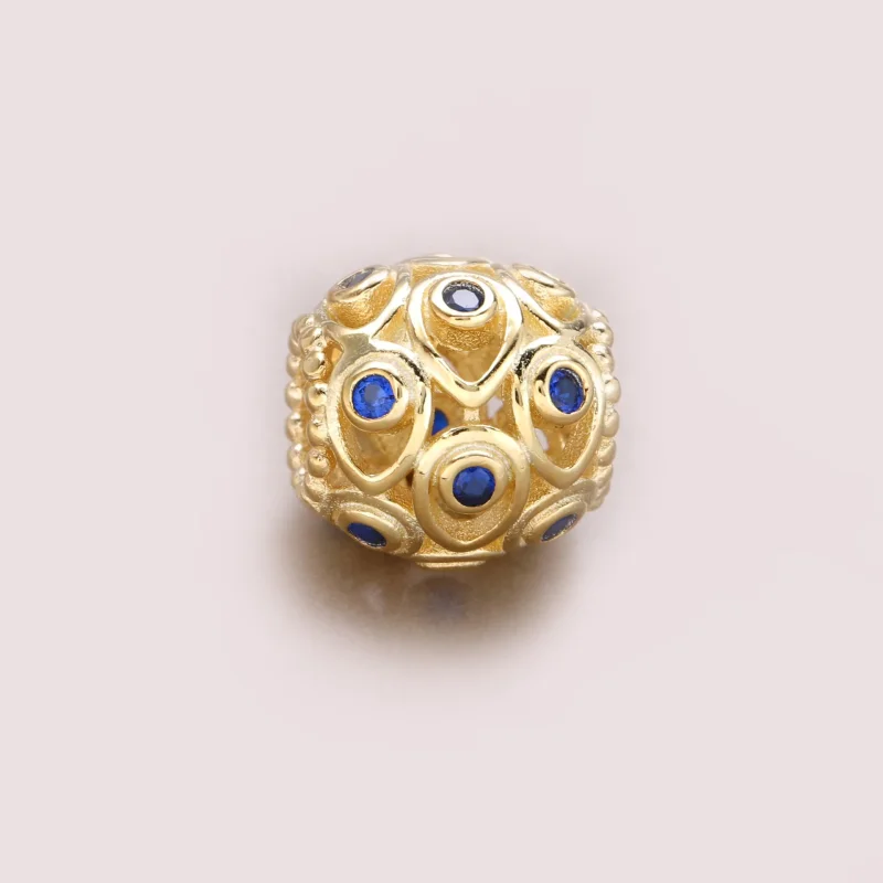 (slika za) Obesek PANDORA Ocean Treasures, temno modri topaz 14K zlato - 750817TPP - Ogled 3