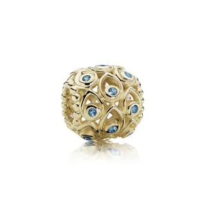 (slika za) Obesek PANDORA Ocean Treasures, temno modri topaz 14K zlato - 750817TPP