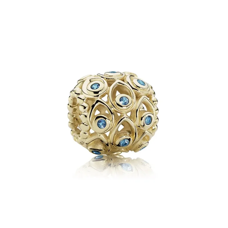 (slika za) Obesek PANDORA Ocean Treasures, temno modri topaz 14K zlato - 750817TPP - Slika izdelka