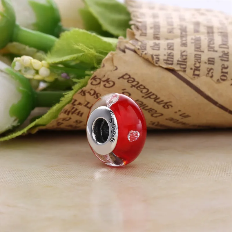 (slika za) Obesek PANDORA Pink Hearts, Murano Glass Pink CZ - 791632PCZ - Ogled 3