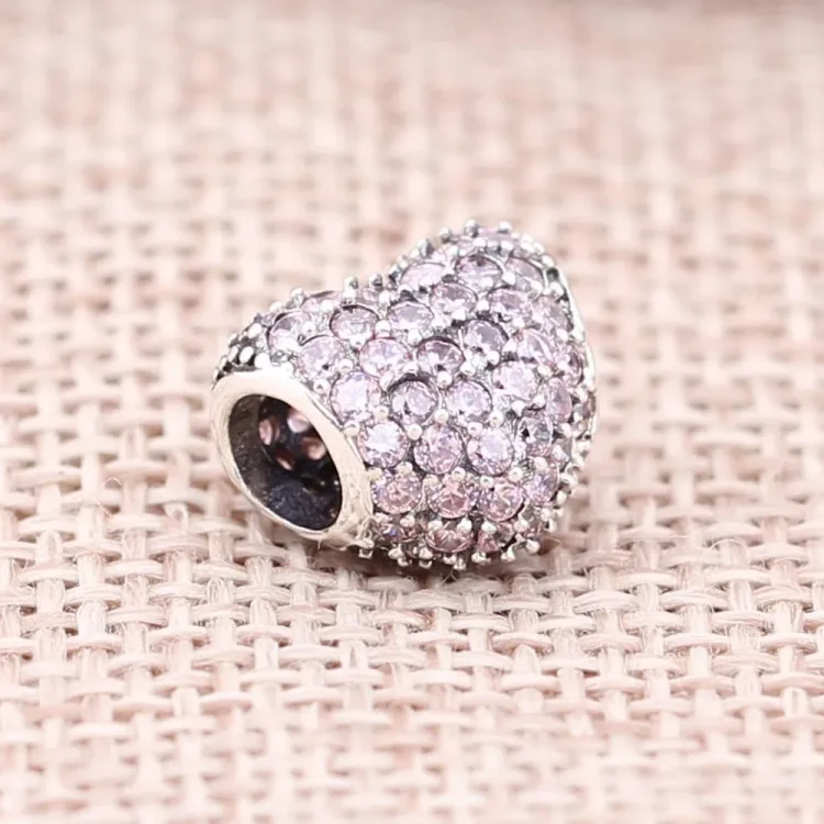 Obesek PANDORA Pink Pavé Heart Charm - 791052PCZ