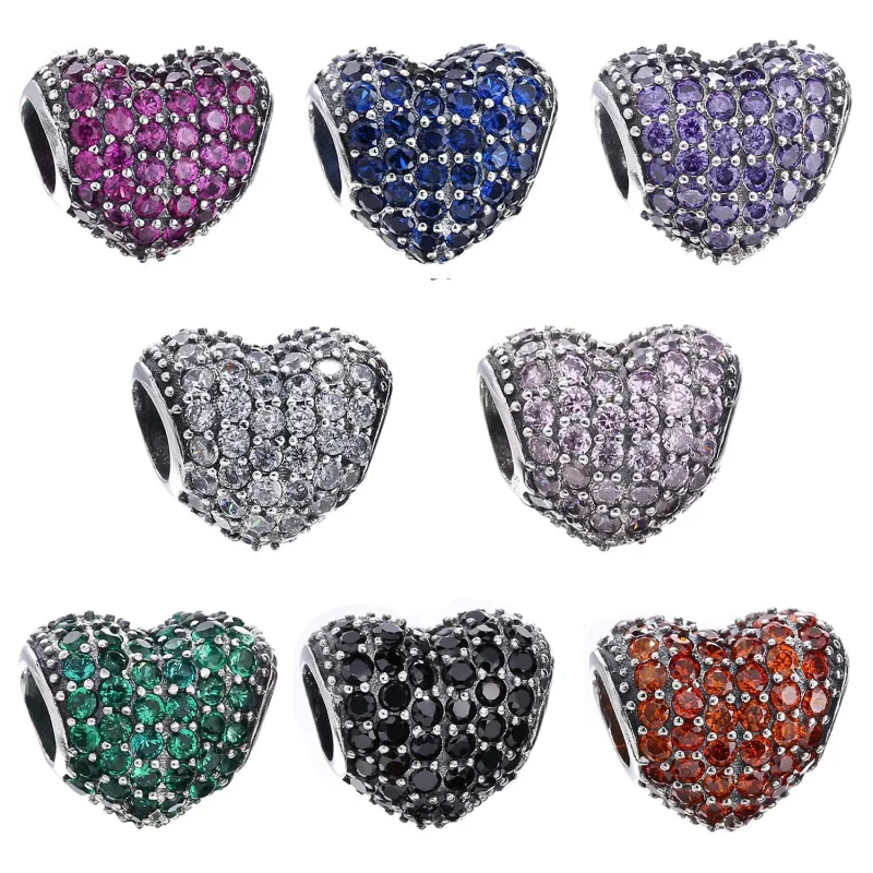 (slika za) Obesek PANDORA Pink Pavé Heart Charm - 791052PCZ - Ogled 3