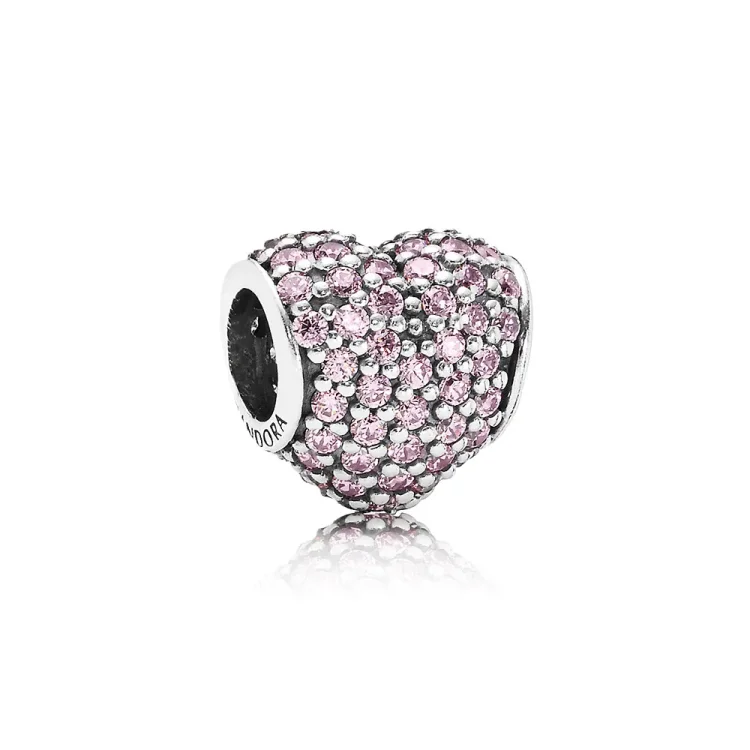 Obesek PANDORA Pink Pavé Heart Charm - 791052PCZ
