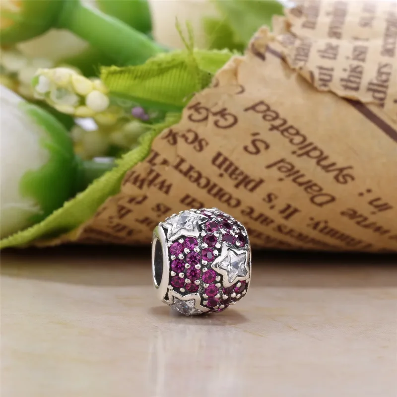 (slika za) Obesek PANDORA Pink Pavé Stars Charm - 791382PCZ - Ogled 2