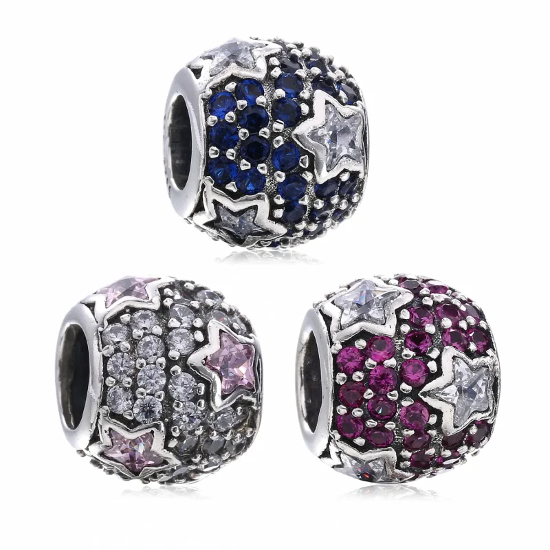 (slika za) Obesek PANDORA Pink Pavé Stars Charm - 791382PCZ - Ogled 4