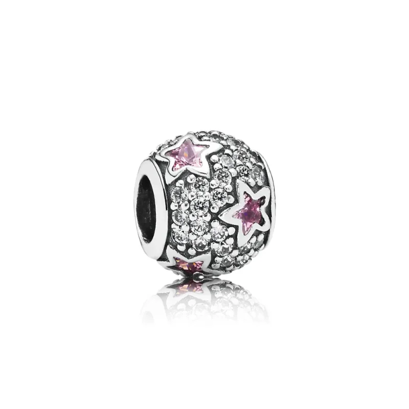 (slika za) Obesek PANDORA Pink Pavé Stars Charm - 791382PCZ - Slika izdelka