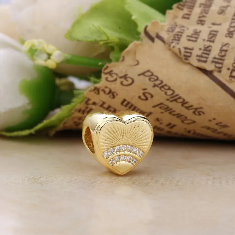 Obesek PANDORA Sunshine Heart Charm, PANDORA Shine™ & Clear CZ - PX00330-1