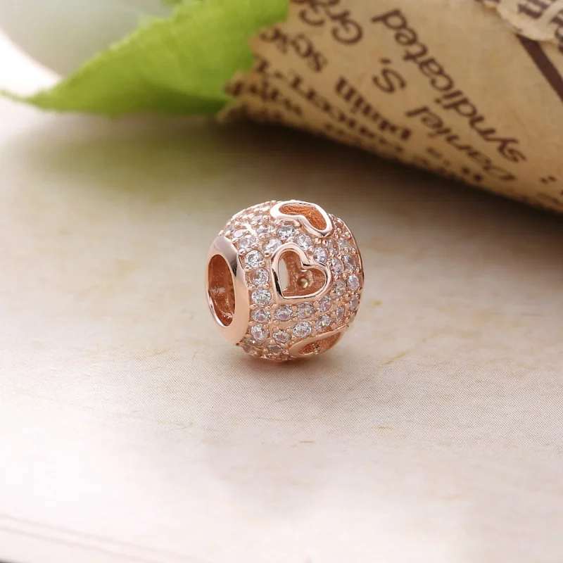 (slika za) Obesek Tumbling Hearts, PANDORA Rose™ Clear CZ - 781426CZ - Ogled 2