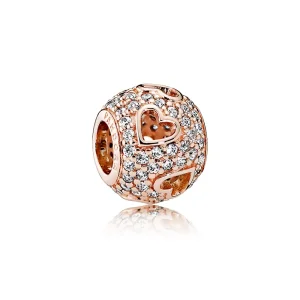 (slika za) Obesek Tumbling Hearts, PANDORA Rose™ Clear CZ - 781426CZ