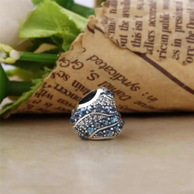 (slika za) PANDORA Aqua Heart Charm, Aqua London Blue Crystals Clear CZ - 797015NABMX - Ogled 3