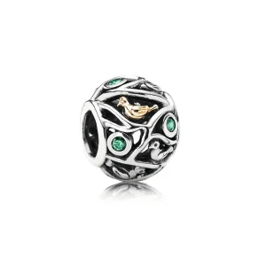 (slika za) PANDORA Birds of A Feather, temno zelen Cz obesek - 791213CZN