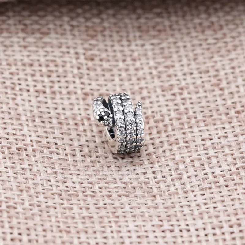 (slika za) PANDORA Bleščeča kača, prozoren Cz in črni kristalni obesek - 791539cz - Ogled 2