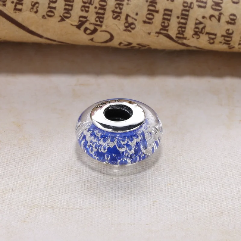 (slika za) PANDORA Blue Effervescence Charm, Murano Glass & Clear CZ - PL00059-1 - Ogled 3
