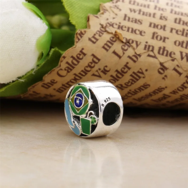 (slika za) PANDORA Brazilija srebrni obesek z zelenim, modrim in rumenim emajlom - 797219EN - Ogled 3