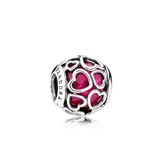 (slika za) PANDORA Cerise Encased in Love Charm, Cerise Crystal - 792036NCC