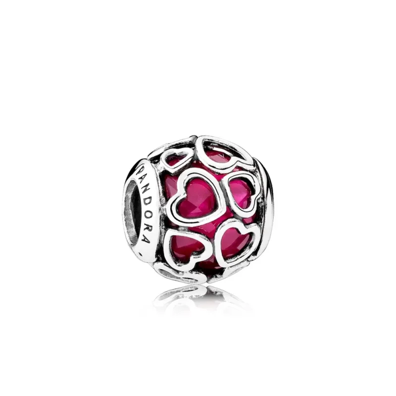 (slika za) PANDORA Cerise Encased in Love Charm, Cerise Crystal - 792036NCC