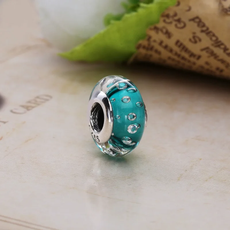 (slika za) PANDORA Dark Blue Effervescence, Clear Cz Bead - 791630CZ - Ogled 4