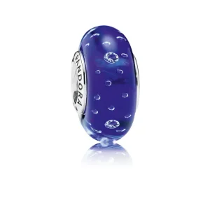 (slika za) PANDORA Dark Blue Effervescence, Clear Cz Bead - 791630CZ