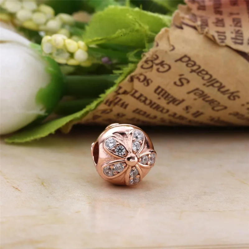 (slika za) PANDORA Dazzling Daisies Rose Gold Clip - 781493CZ - Ogled 2