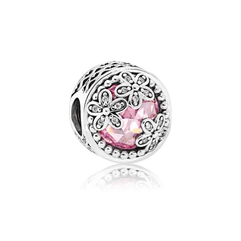 (slika za) PANDORA Dazzling Daisy Meadow Pink Clear CZ Charm - 792055PCZ - Slika izdelka