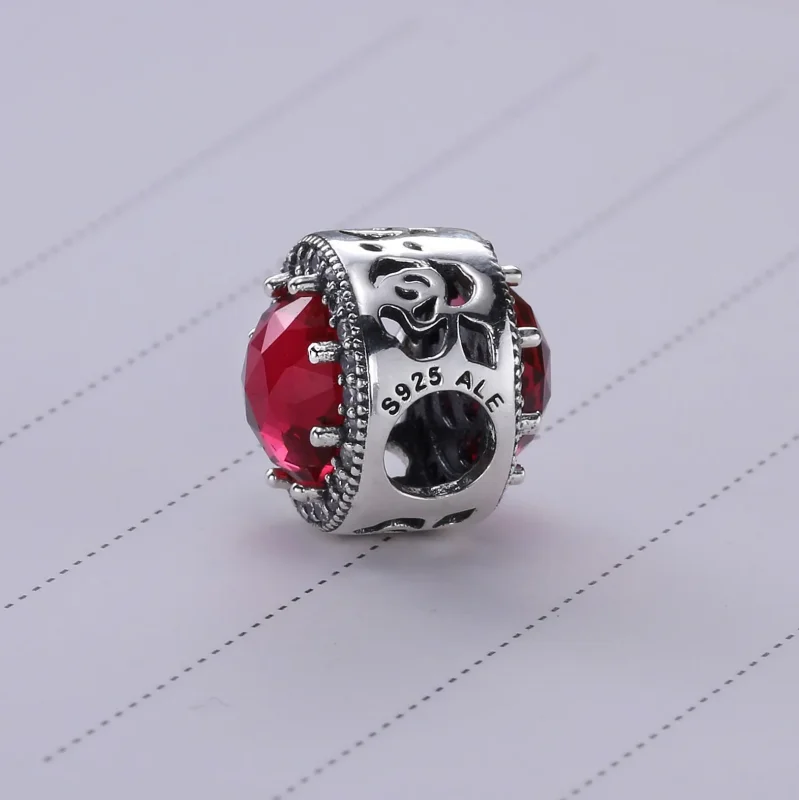 (slika za) PANDORA Disney Belle's Radiant Rose Cerise Crystals Cu Charm - 792140ncc - Ogled 4