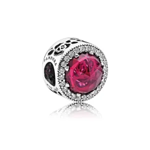 (slika za) PANDORA Disney Belle's Radiant Rose Cerise Crystals Cu Charm - 792140ncc