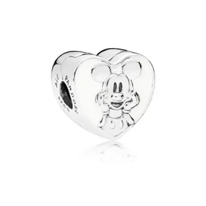 (slika za) PANDORA Disney, vintage Mickey sponka, bel emajl - 797169EN12