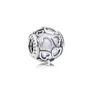 (slika za) PANDORA Encased in Love, opalescentno bel kristalni obesek - 792036 ZDAJ