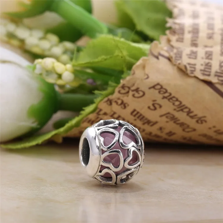 PANDORA Encased in Love, roza CZ obesek - 792036PCZ