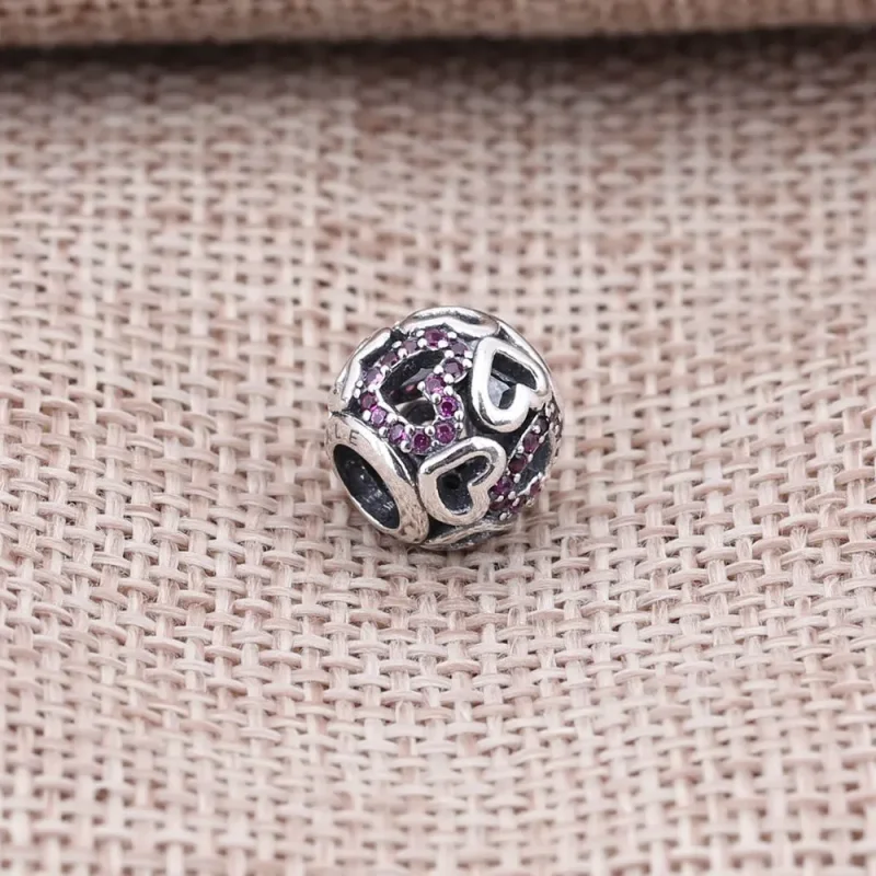 (slika za) PANDORA Fancy Pink Falling In Love Openwork Charmora Charm - 791424CZS - Ogled 2