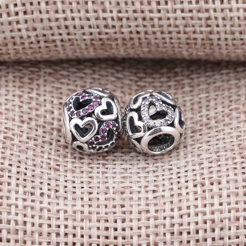 (slika za) PANDORA Fancy Pink Falling In Love Openwork Charmora Charm - 791424CZS - Ogled 4