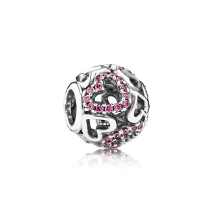 (slika za) PANDORA Fancy Pink Falling In Love Openwork Charmora Charm - 791424CZS