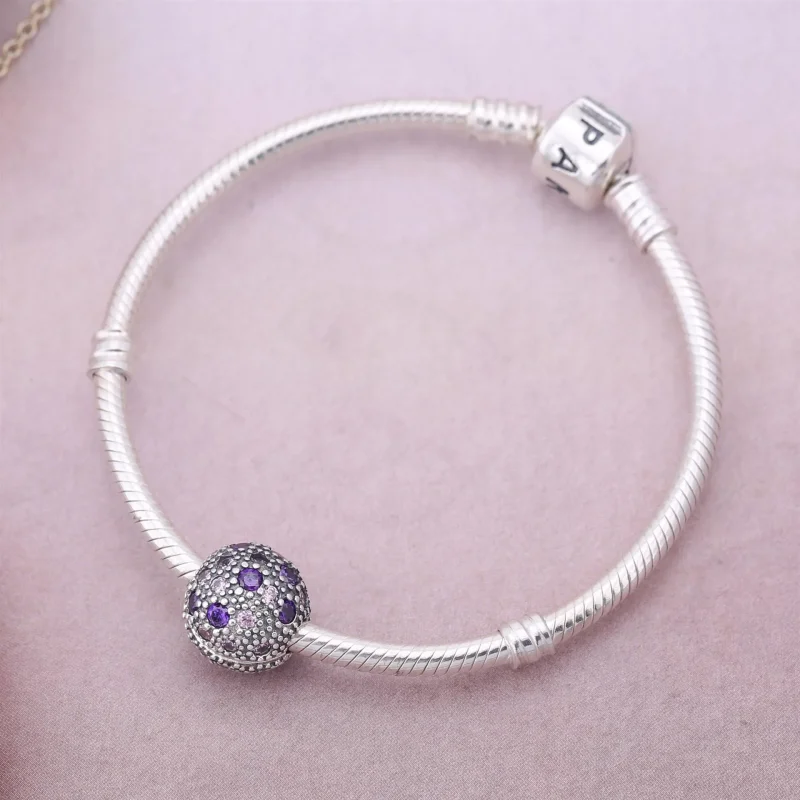 (slika za) PANDORA Fancy Purple Cosmic Stars Sponka - 791286CFPMX - Ogled 2