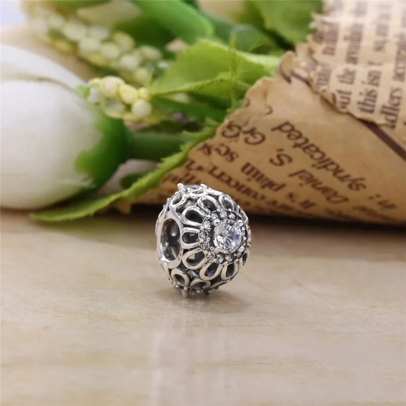 (slika za) PANDORA Floral Brilliance Charm, prozorno CZ 14K zlato - 750836CZ - Ogled 3