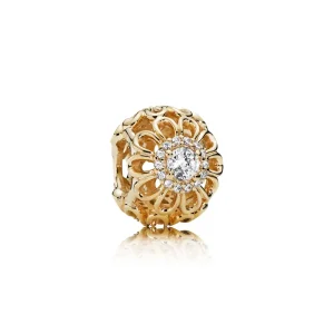 (slika za) PANDORA Floral Brilliance Charm, prozorno CZ 14K zlato - 750836CZ