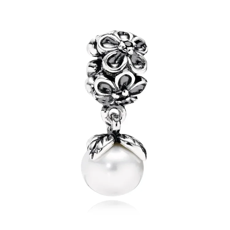 PANDORA Garden odyssey Viseča, bela biserno črna cz - 790858P