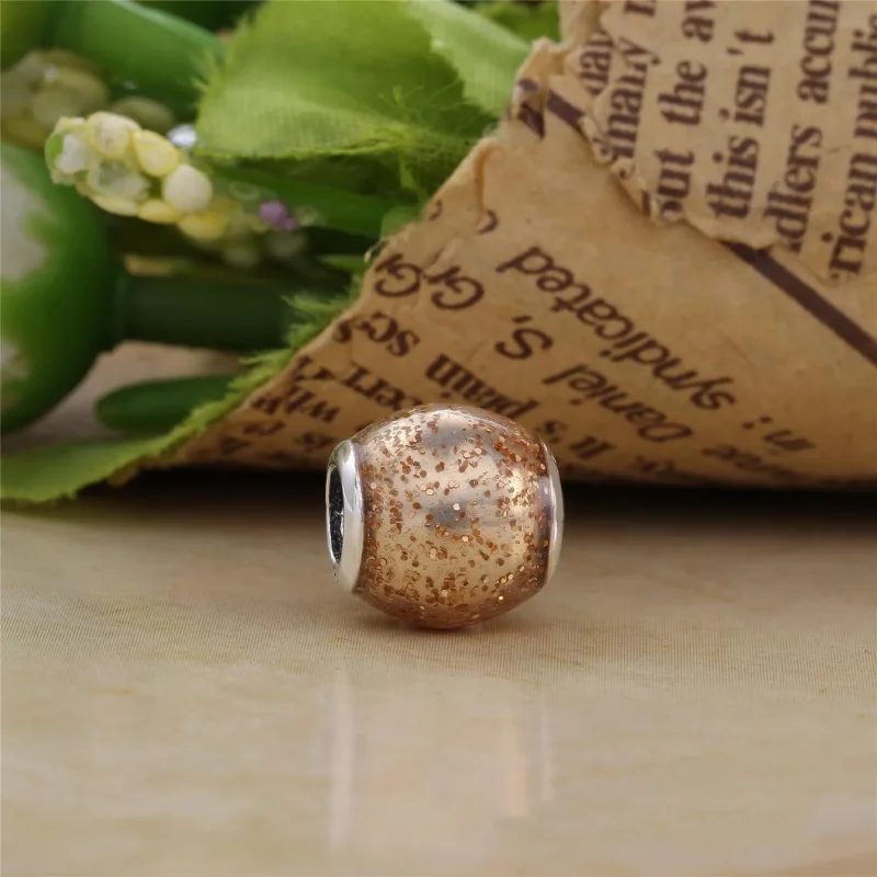 (slika za) PANDORA Glitter Ball Rose Golden Glitter Emajl Charm - 796327EN145 - Ogled 2