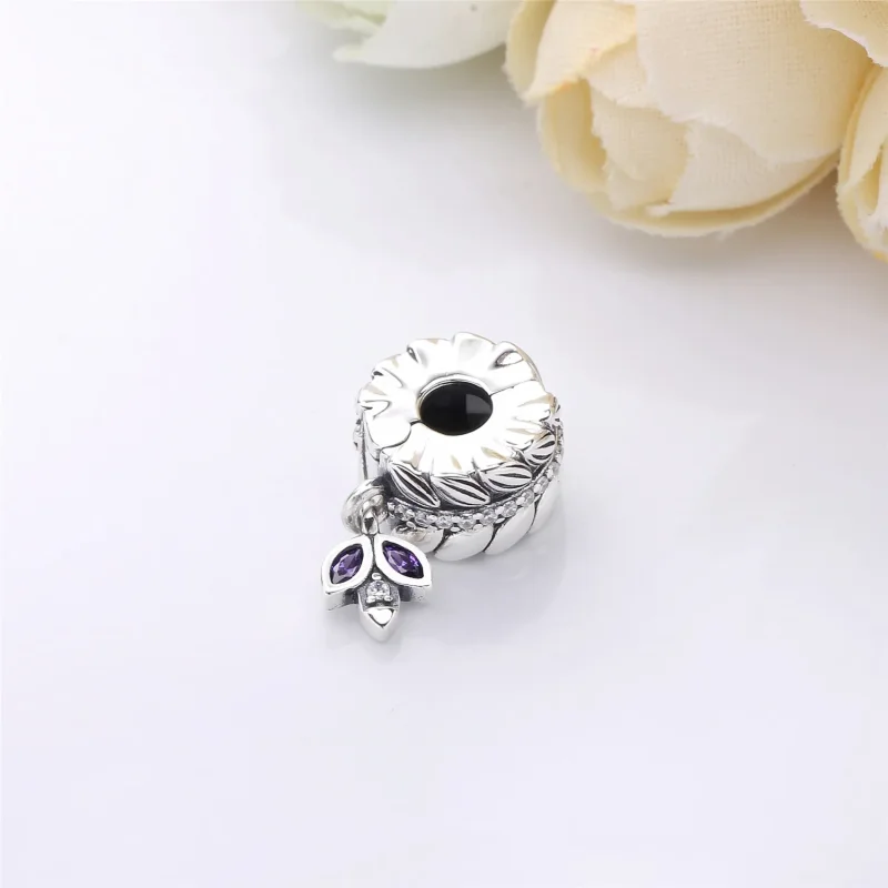 (slika za) PANDORA Grains of Energy Clip, Clear CZ & Purple Enamel - 797591CZ - Ogled 3